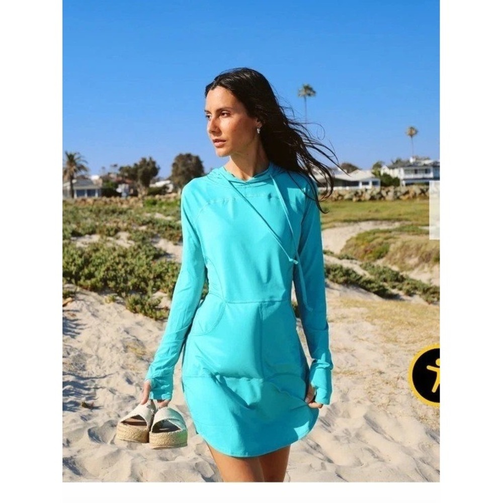 BloqUV Womens Hooded Dress Size Med Swim Coverup Sun Protection UPF Beach Resort
